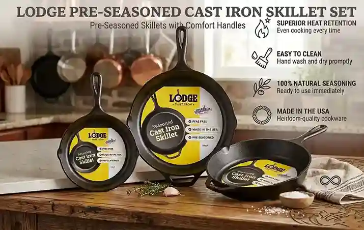 Lodge Pre-Seasoned Cast Iron Skillet Set