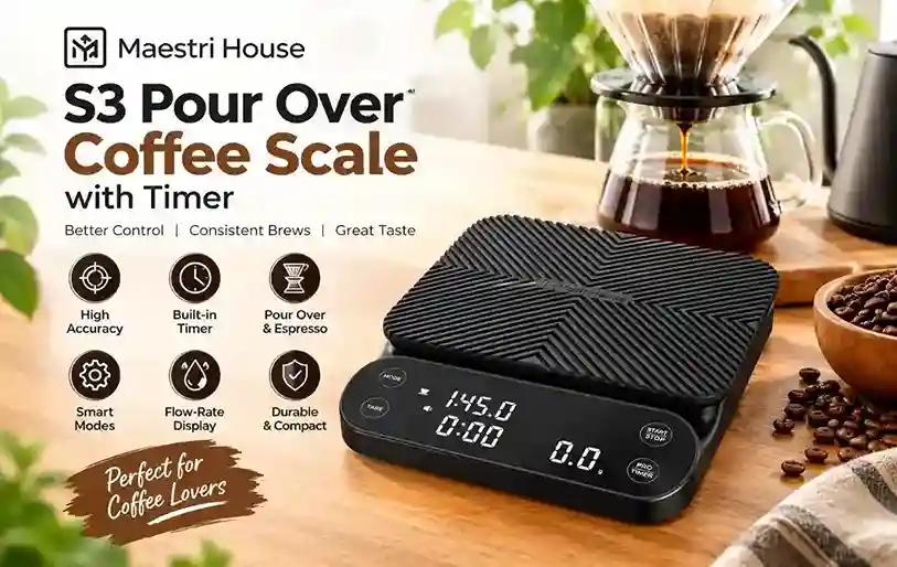 Maestri House S3 Pour Over Coffee Scale with Timer