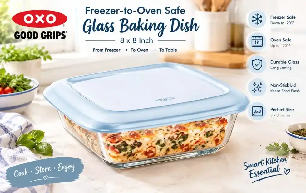  OXO Good Grips Freezer-to-Oven Safe 8 x 8-Inch Glass Baking Dish