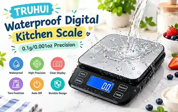 TRUHUI Waterproof Digital Kitchen Scale 0.1g/0.001oz Precision