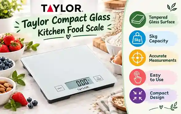 Taylor Compact Glass Kitchen Food Scale